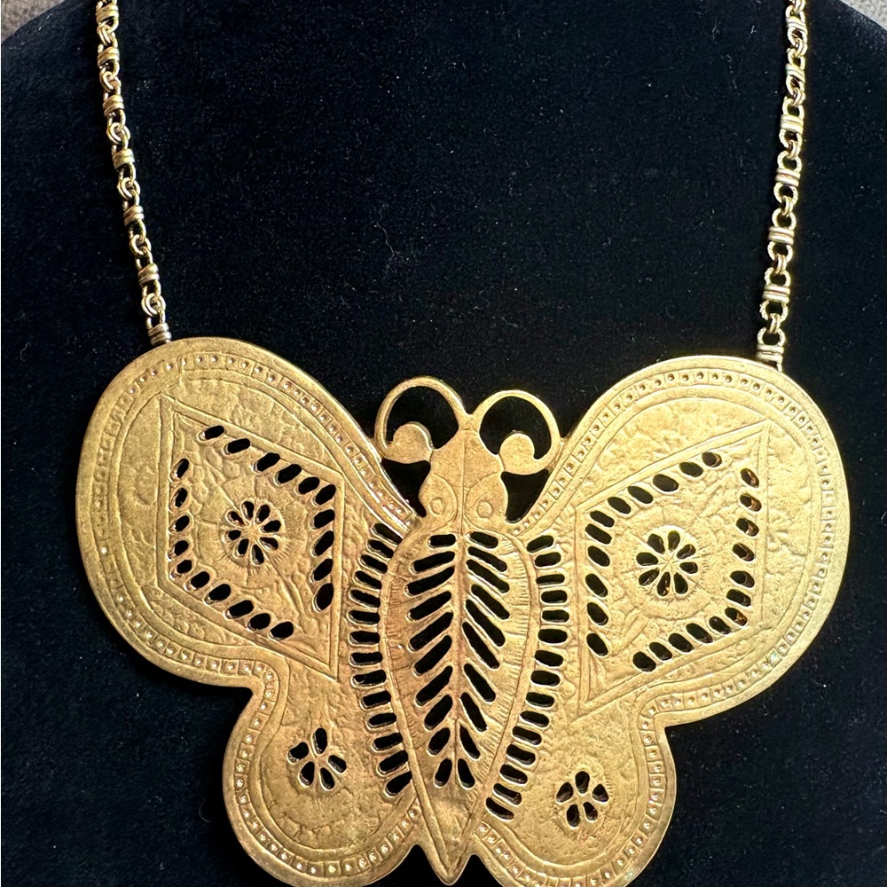 Genuine, KENNETH J LANE, Gold Butterfly Statement Necklace!